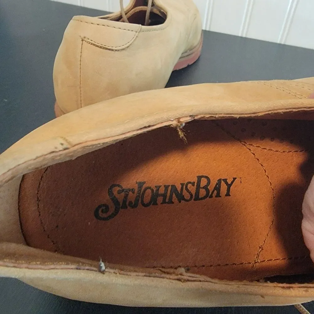 St. Johns Bay Mens‎ Leather Derby Oxford Tan Shoes Size 8.5
